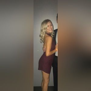 Maroon Halter Mini Dress